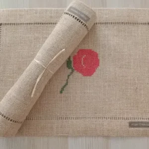 Set de table brodé "La Rose"